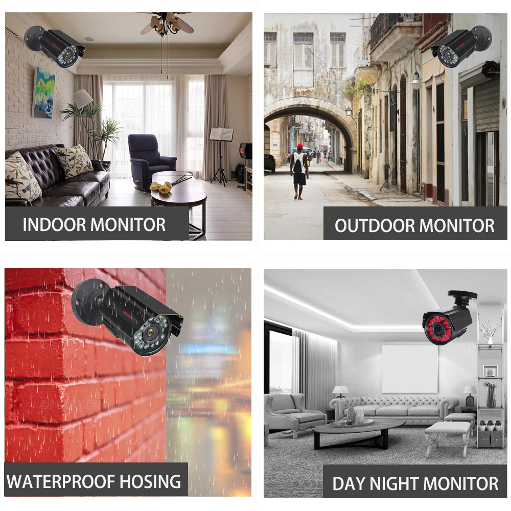 Security camera smart outdoor camera 1080P Security Camera System CCTV Recorder 4CH DVR 2PS AHD Analog Outdoor Night Vision Remote Access Home Video Surveillance Set