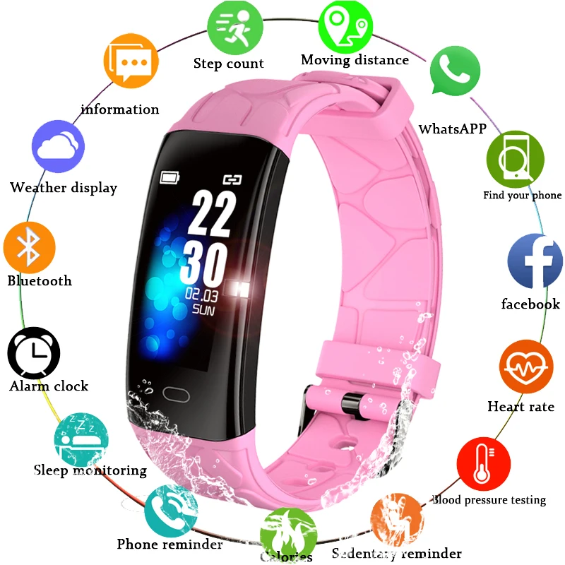 

LIGE 2019 Women Smart bracelet IP68 Waterproof Heart Rate Monitor Fitness Bracelet Smart Watch Men Smart Band For Android IOS