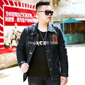 

Big Size Men's Wear Elastic Force Fat Cowboy Jacket Plus Fat Plus Tide Fat Cowboy Shirt Loose Fat Man Top Male