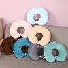 New Cotton Solid Color U-Shaped Pillow Soft Neck Pillows Portable Travel Car Air Flight U-shape Cervical Spine Slept Bedding 1
