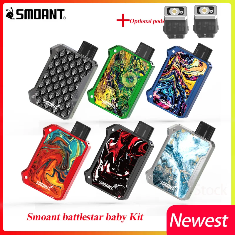Новейший Smoant Battlestar Детский комплект 750mAh vape мод батарея и 2 мл pod fit сетка катушка 10