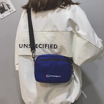 

ins bag female 2020 spring new fashion canvas shoulder messenger bag simple wild net red small black bag