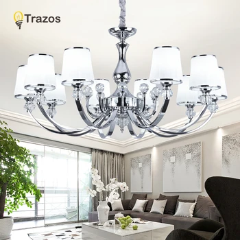

New Modern LED Chandeliers for Bedroom Lighting Fixtures Luxury lustre de Silver Chandeliers For Living Room Glass lamp dining