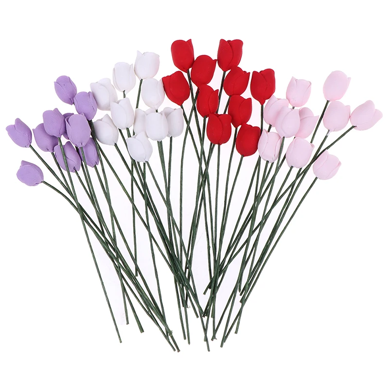 10 шт./компл. 1:12 кукольный домик миниатюрная глина тюльпан орнамент цветок аксессуары