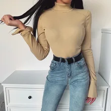 Fashion Harajuku Solid Autumn Women Top Full Sleelve Sweatshirts Slim Elastic Hot Pullovers