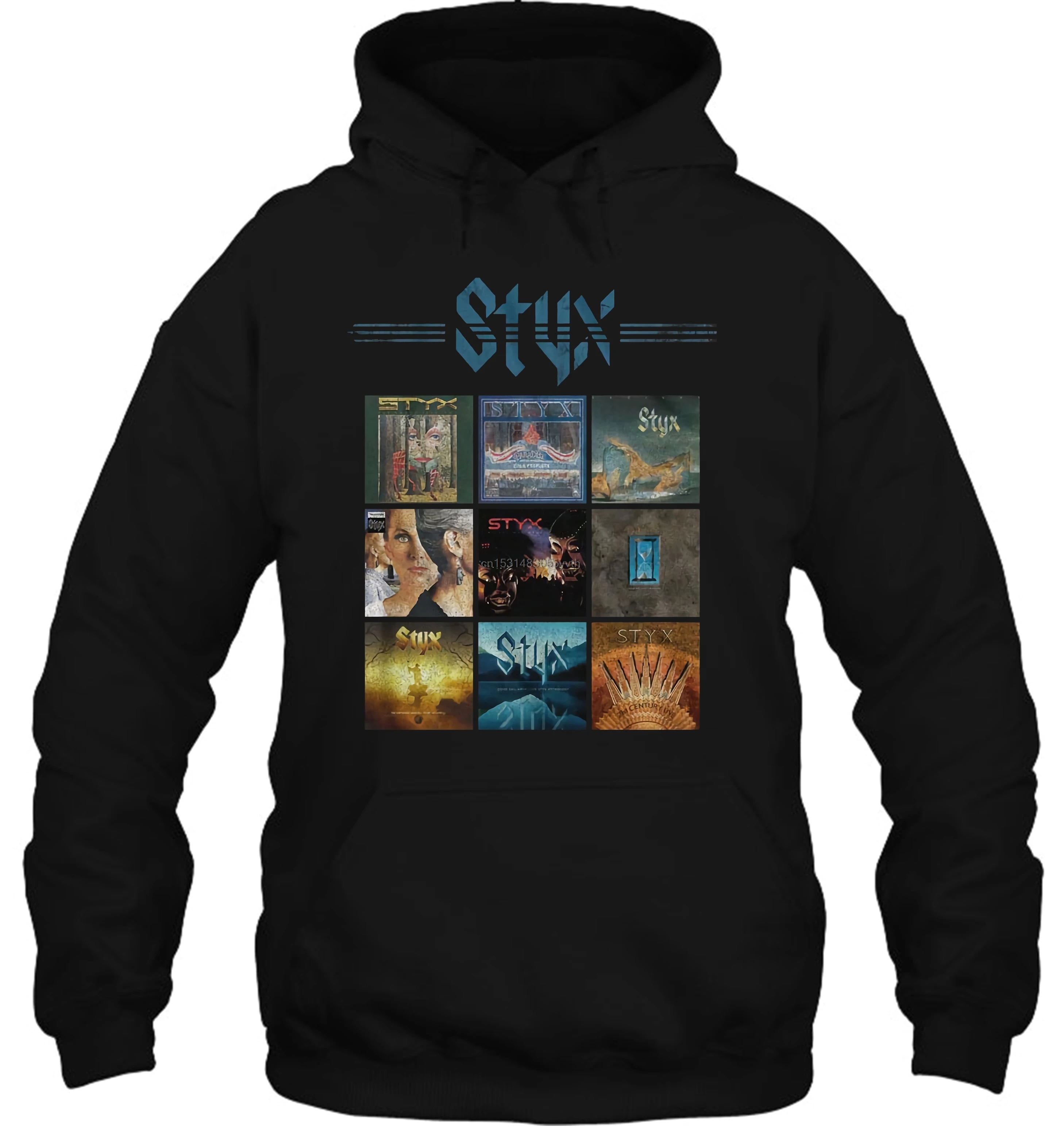 Men Hoodie Styx Album Covers Men's Rock Band Tour Merch Music Black ...