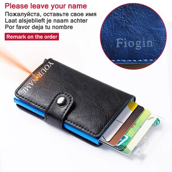 

Engraving Name Credit ID Card Holder RFID Wallet Aluminum Purse Women Anti Theft Card Holder PU Leather Metal Men Wallets Pocket