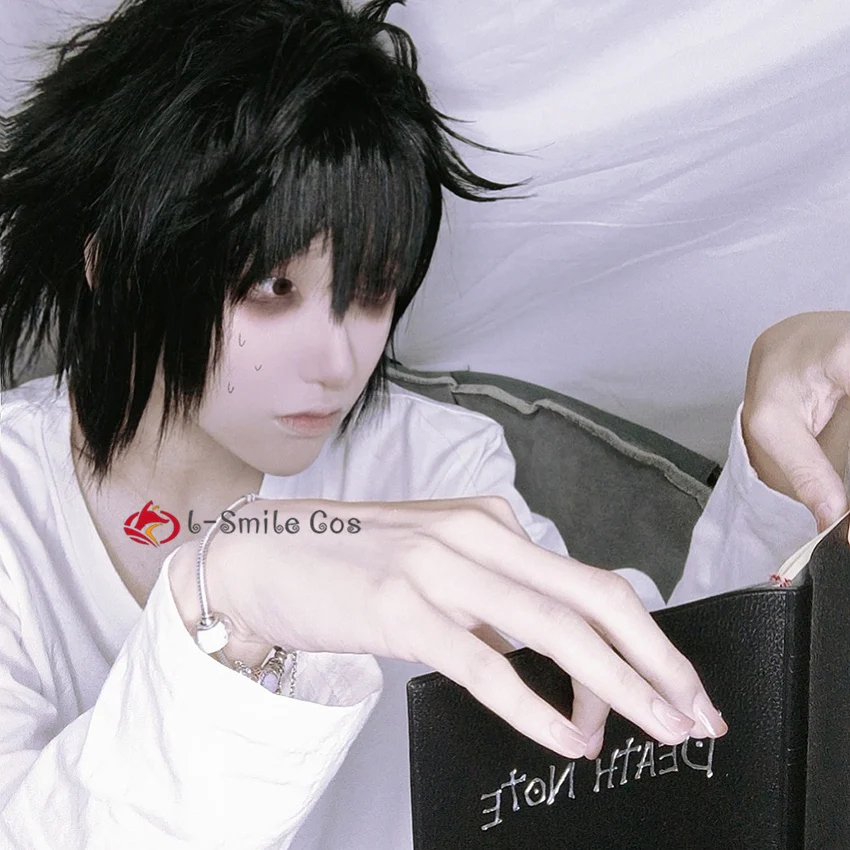 Death Note L Perucas de Cosplay, Perucas Sintéticas Masculinas, Preto,  Curto, Fofo, Em camadas, Resistência ao Calor, Anime, Festa - AliExpress