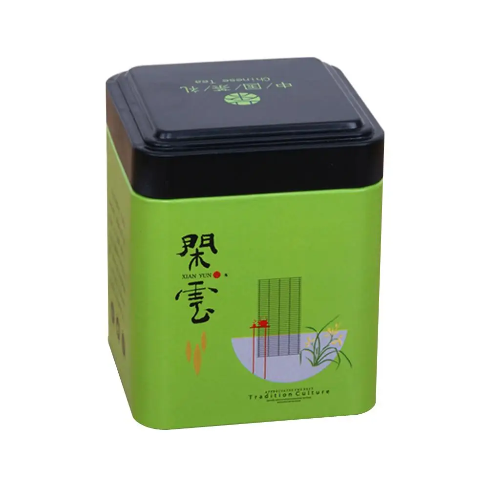 Mini Tin Storage Box Small Coffee Tea Caddy Storage Jar Square Sealed Tea Leaves Iron Packing Box Chinese Style Container Cans