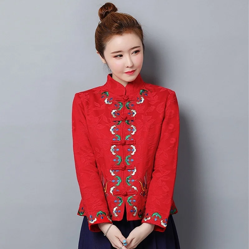 Chinese New Year Clothes For Women Cheongsam Top Folk Embroidery Retro Mandarin Jacket Oriental Style Clothing TA1919 | Тематическая