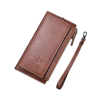 

Men PU Leather Clutch Long Wallet with Wristlet Card Holder Purse Handbag Zipper Change Coin Bag