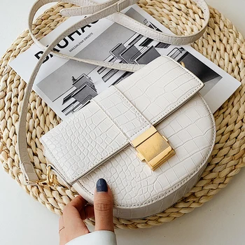 

Crocodile Pattern Crossbody Bags for Women Half Round Messenger Bag Pu Leather Luxury Handbags Women Bags Designer Shoulder Bag