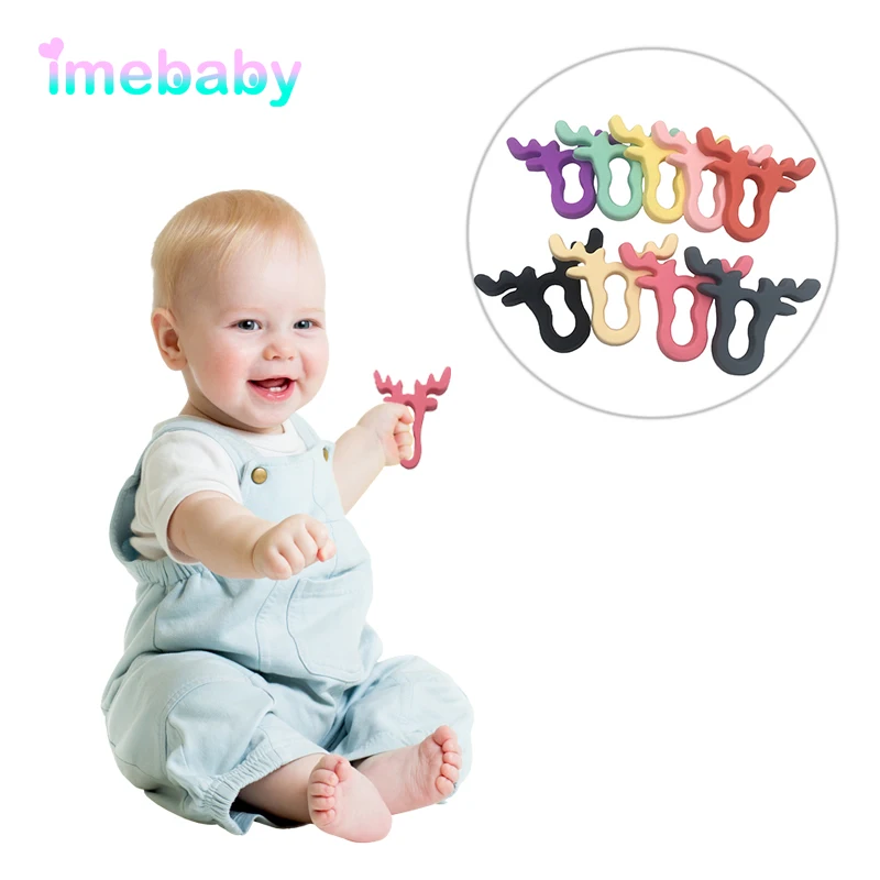 

Imebaby Baby Cartoon Teether Silicone Small Antlers Rodent Baby Hold In Hand Silicone DIY Bracelet Mouth Baby Teething Toy