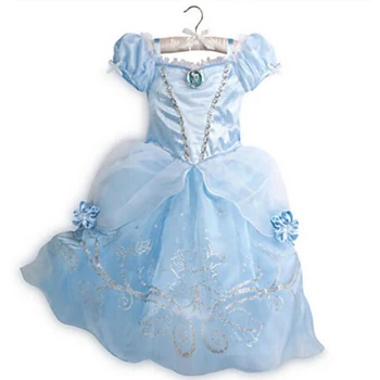 Платье Эльзы для девочек; платье Снежной Королевы для костюмированной вечеринки; платье принцессы Анны для девочек; костюм; одежда для малышей; одежда для детей - Цвет: DS008-Blue