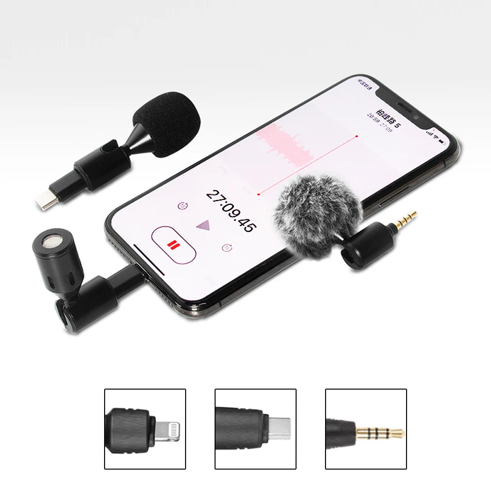 Mini Microphone Smart mic with Lightning Type C Interface 3.5mm for ...