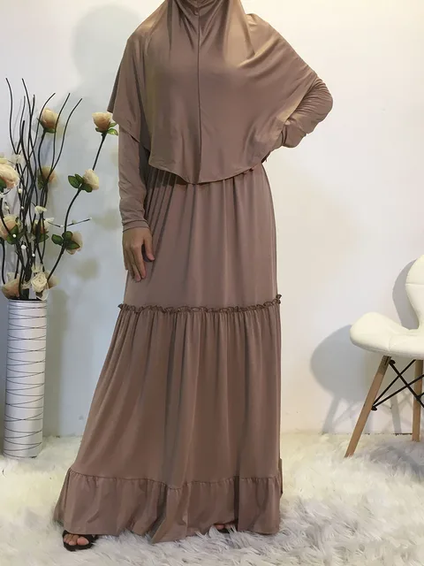 Plain Color Design Muslim Long Dress 