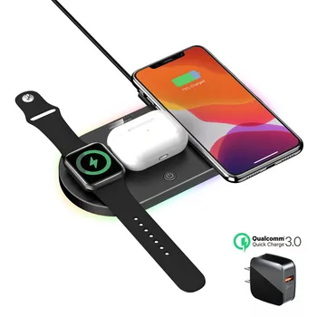 

15W 3in1 Qi Wireless Charger Pad for iPhone 11 XS XR X 8 AirPods Pro Fast Wireless Charging Dock Station for Apple Watch 5 4 3 2