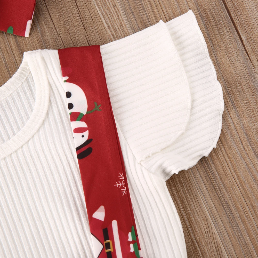 Рождественская футболка для маленьких девочек 1-6 лет, костюм с комбинезоном и шортами
