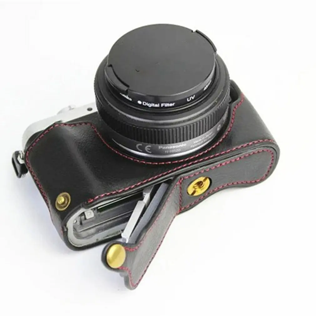 Сумка для камеры из искусственной кожи, чехол для камеры Panasonic Gf10 Gf9 Gf8 Gf7, прочный портативный чехол на половину, чехол на дно