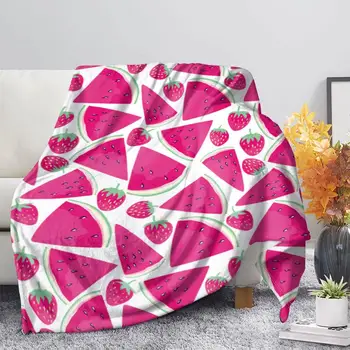 

Colorful fruitPrint Watermelon Apple Strawberry Lemon Flannel Sofa Napping TV Blanket Bedroom Decoration Blanket