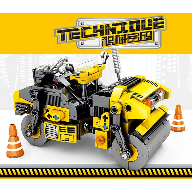 Technic City Инженерная дрель машина дорожный роликовый автомобиль строительный блок