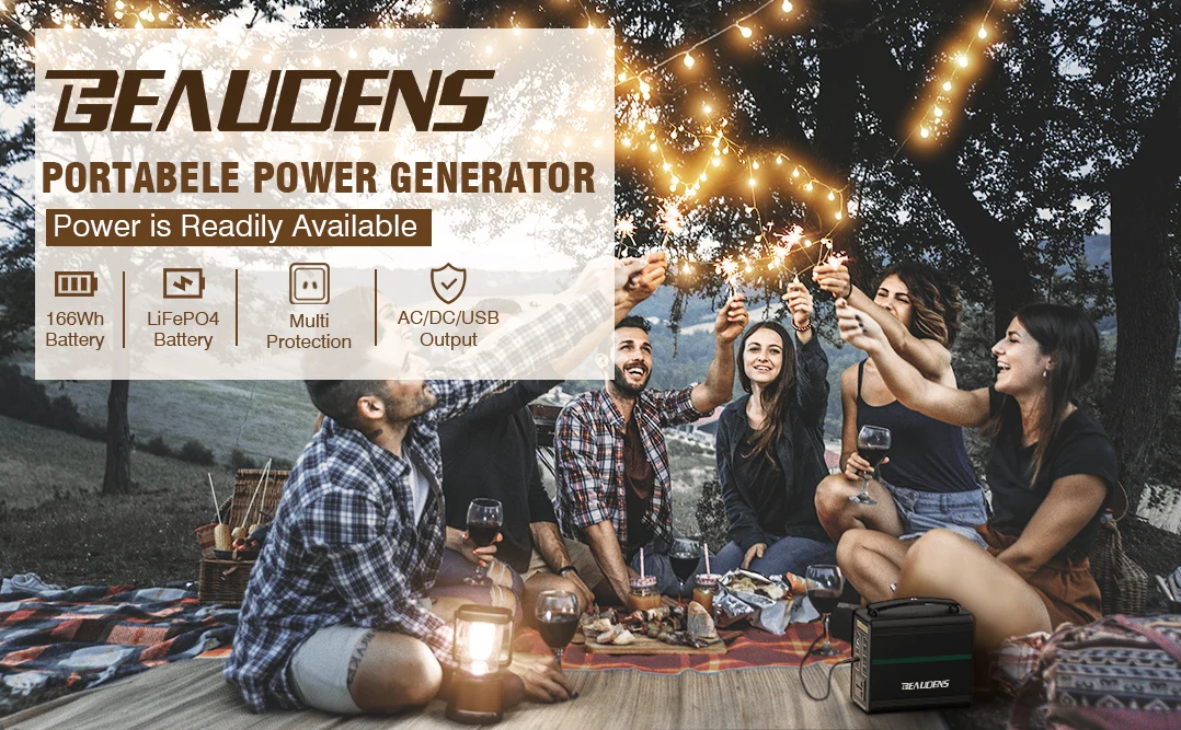 Beaudens B-1502 166Wh портативная солнечная электростанция перезаряжаемый генератор с AC DC USB быстрая зарядка для аварийного стартера автомобиля