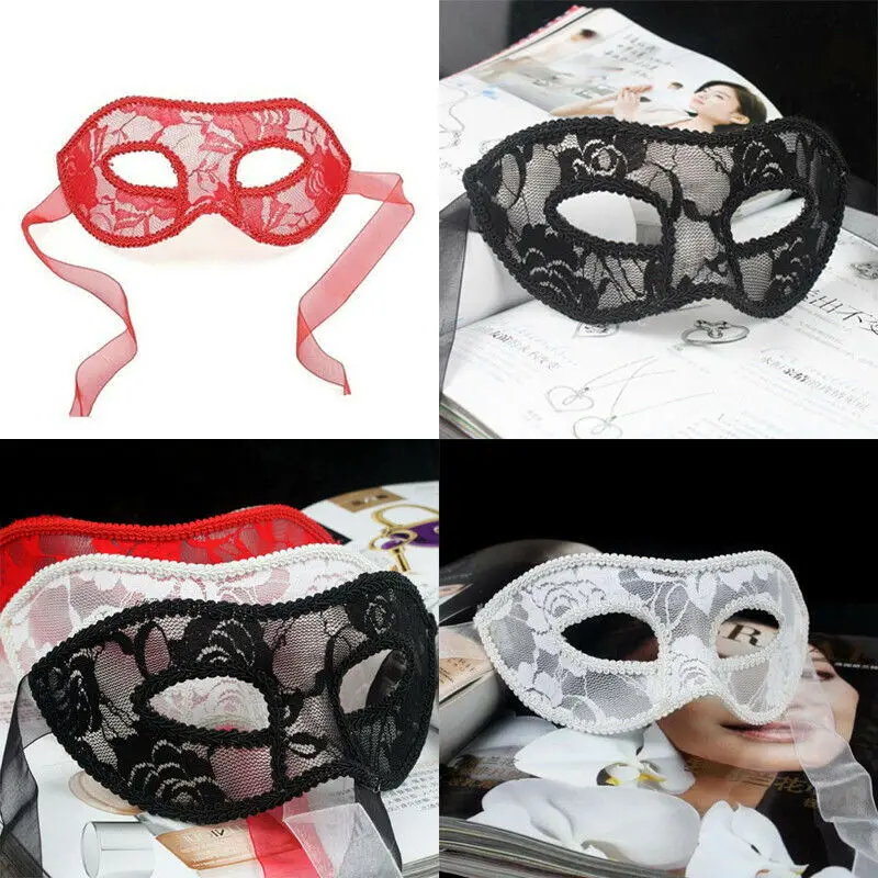 Maschera Da Travestimento In Pizzo Sexy Da Donna Maschera Da Ballo In Pizzo Con Sfera Da Ballo Cinghie Posteriori Cravatta Mezza Maschera Per Hallowee