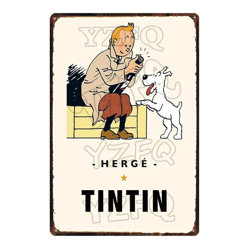 Tintin мультяшный знак винтажный оловянный знак Рождественский подарок металлические тарелки для настенного искусства ретро домашний декор для детской комнаты плакат 30X20 см DU-3895A - Цвет: DU-3917