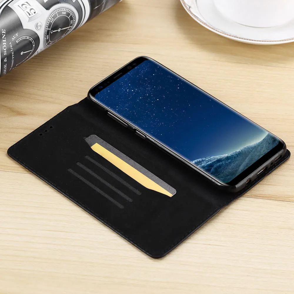 Кожаный чехол книжка из углеродного волокна для Samsung A51 A71 A50 A70 A41 A40 A30 A20E A20
