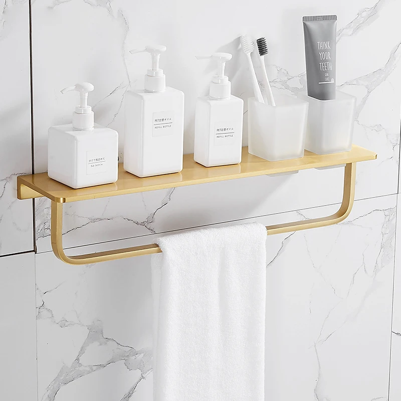 Bathroom Accessories Set Brushed Gold Bathroom Shelf,Towel Hanger holder,Toilet Brush Holder Bath Hardware Sets|Bath Hardware Sets| - AliExpress