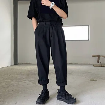 

2020 Men's Simple Leisure Mens Cotton Harem Pants Loose Fashion Trend Black Color Casual Pants Male Trousers Plus Size M-XL