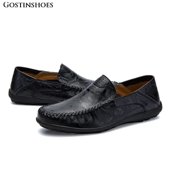 

Men Shoes Casual Luxury Mens Loafers Genuine Leather Soft Moccasins Homme Slip on Driver Shoes