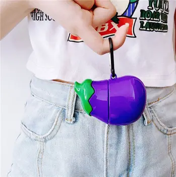 

Cute Eggplant Silicone Case Protective Cover for Airpods 1/2 Headset PXPE