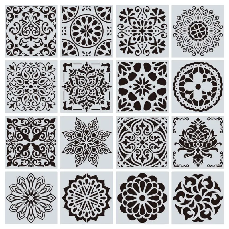 

16pcs 15*15 Painting Stencil DIY Drawing Style Stencil Laser Cut Stencil Drawing Painting Template Home Wall Decoration Sticker