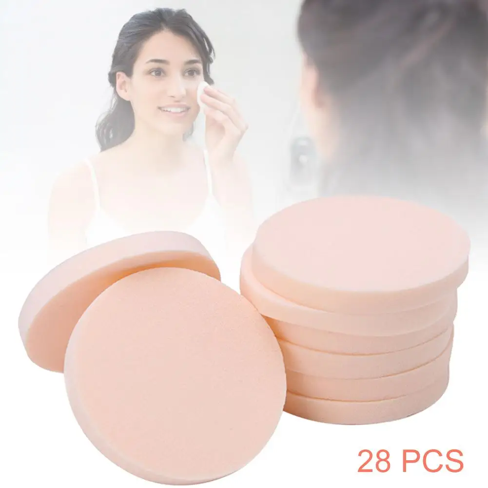 28 шт круглый порошковый спонж, не латексный, для красоты, воздушная подушка, пуховка, влажный, сухой, Круглый спонж для макияжа