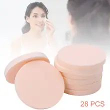 28 шт круглый порошковый спонж, не латексный, для красоты, воздушная подушка, пуховка, влажный, сухой, Круглый спонж для макияжа