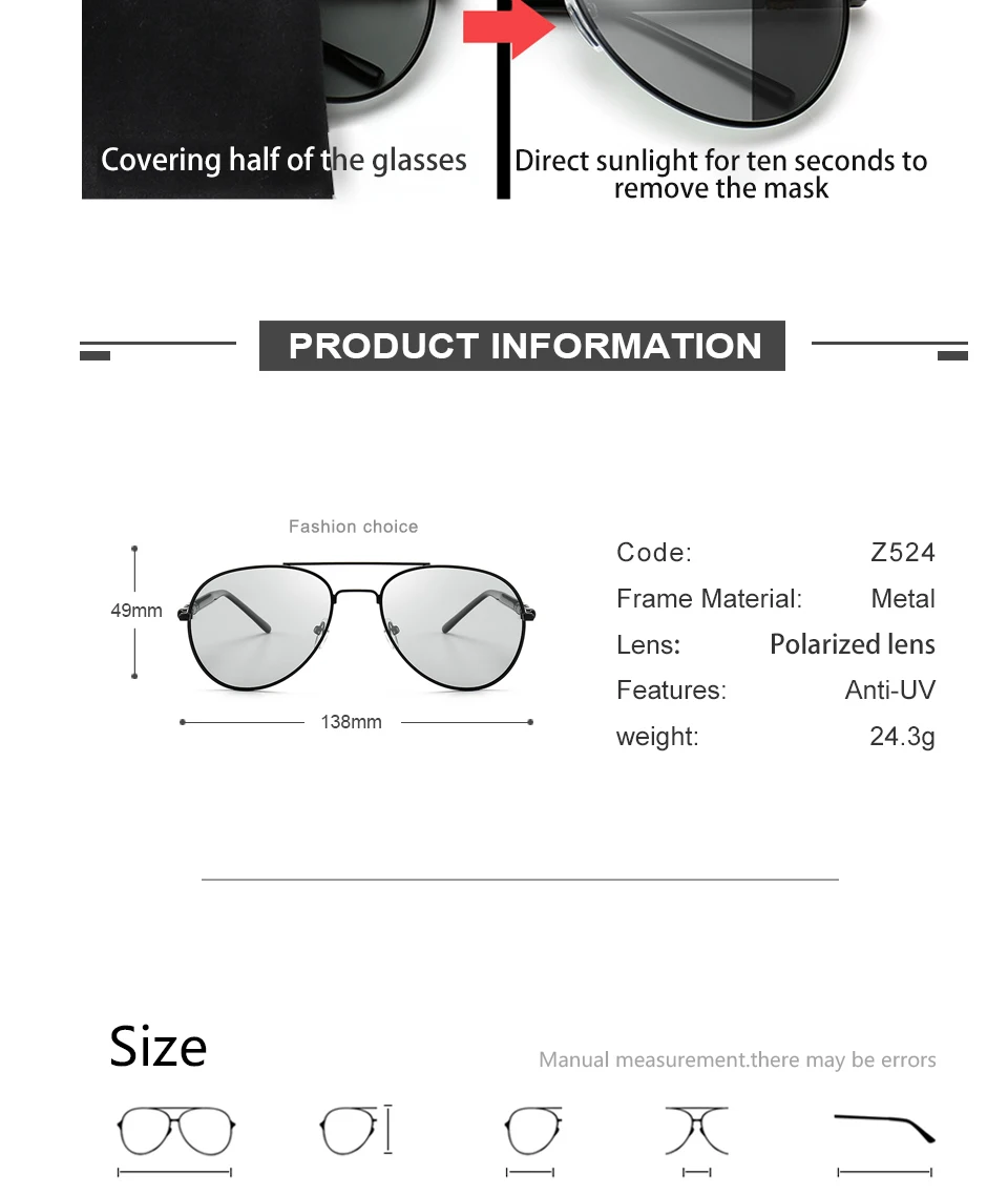 Интеллектуальные фотохромные поляризационные солнцезащитные очки для мужчин и женщин, брендовые, день, ночное видение, для вождения, рыбалки, очки для мужчин, Gafas De Sol Z524