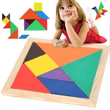 Puzzle géométrique en bois 3D pour enfants, jouets éducatifs pour bébés, casse tête, Tangram, cadeaux