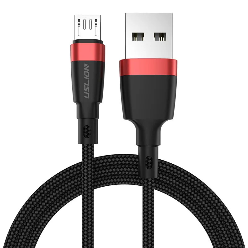 USLION 3A Быстрая зарядка Micro USB Данные кабельного USB кабель провод для Samsung S6 Xiaomi Redmi Android Microusb быстрый заряд кабеля - Цвет: Red