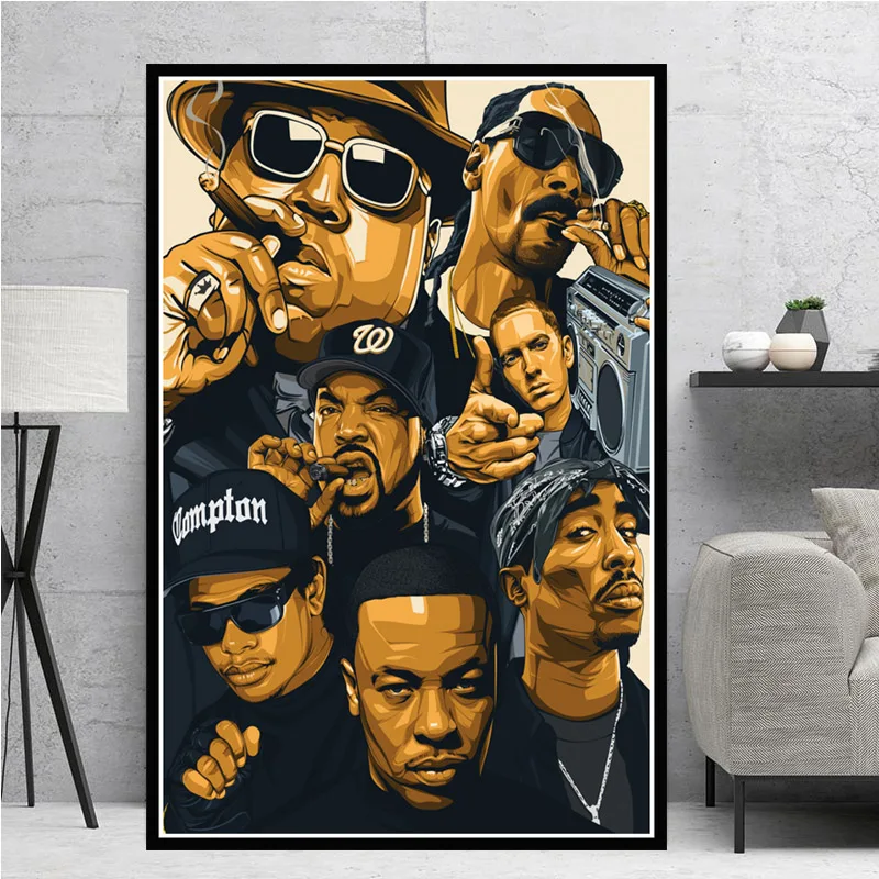 Постеры с принтами Biggie Notorious 2Pac Jay-Z n.w. A Legend Star Collage Холст Картина маслом искусство настенные картины гостиная домашний декор