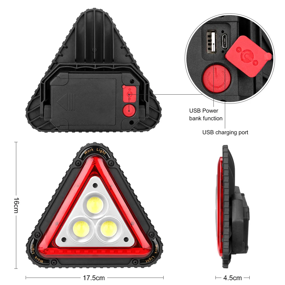 3 COB 30W 1500LM светодиодный рабочий свет портативный водонепроницаемый Светодиодный прожектор треугольный, предупреждающий свет для
