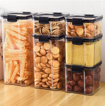 

Kitchen Food Storage Container Box Plastic Candy Box Fruit Basket Grain Transparent Sealed Cans Multi-Capacity Kitchen Supplies