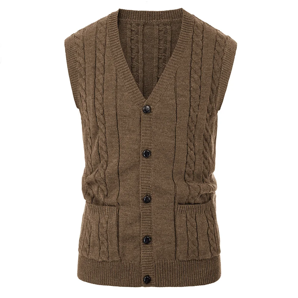 Men suit vest fashion fashion Sleeveless Plaid Checks Mens V-Neck Sweaters vest Loose Solid Button Fit Knitting Casual Clothing