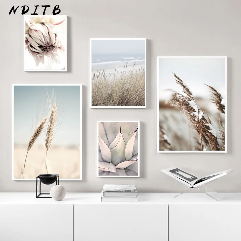 

Reed Grass Sea Landscape Poster Scandinavian Canvas Print Nature Scenery Wall Art Picture Painting Nordic Style Home Room Decor