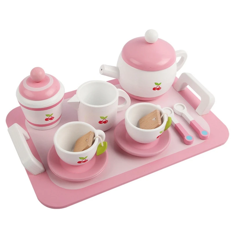 Assorted Wooden Tea Set for Children Tea Party Pretend Play Girls Role Play Toy 