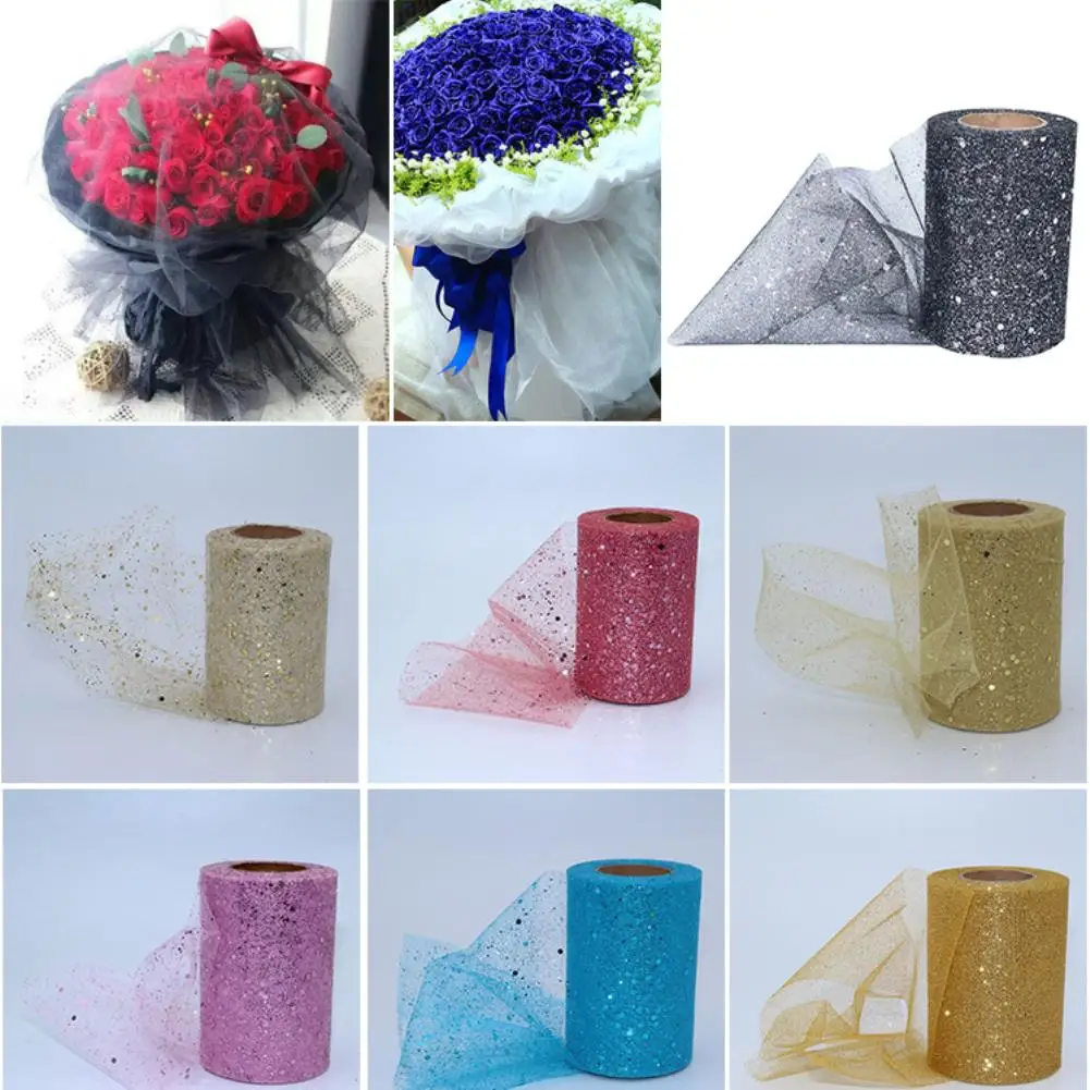 Fabric Mesh Yarn Sequin Net Fabric Tulle Spool Rolls Weddings Party Costume Decoration
