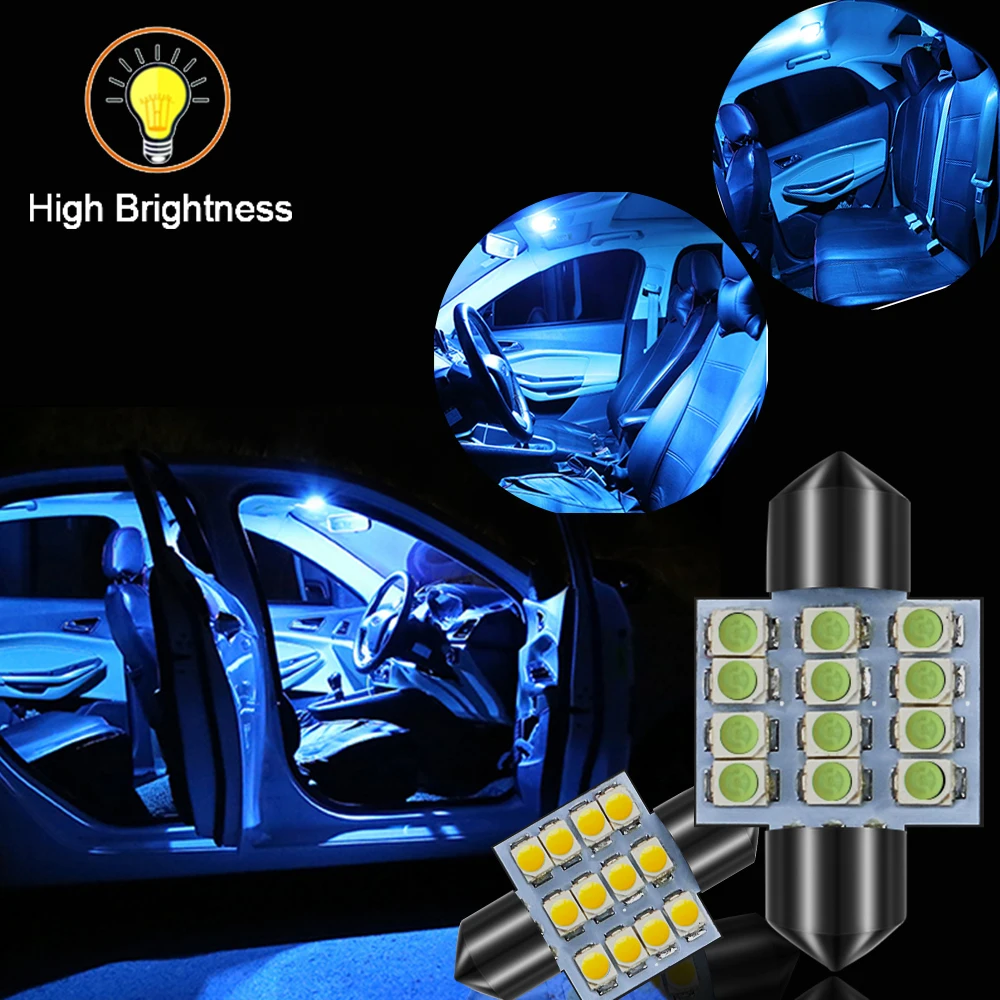 100pcs Festoon 31/36/39/ 41mm car LED Bulb C5W C10W Auto License Plate Light Reading Light Interior Lamp White DC12V Wholesale