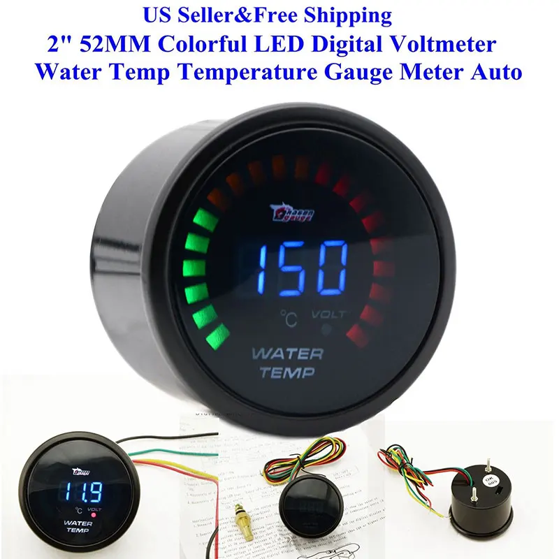 Универсальный измеритель температуры автомобиля 2 &quot52 мм светодиодный датчик