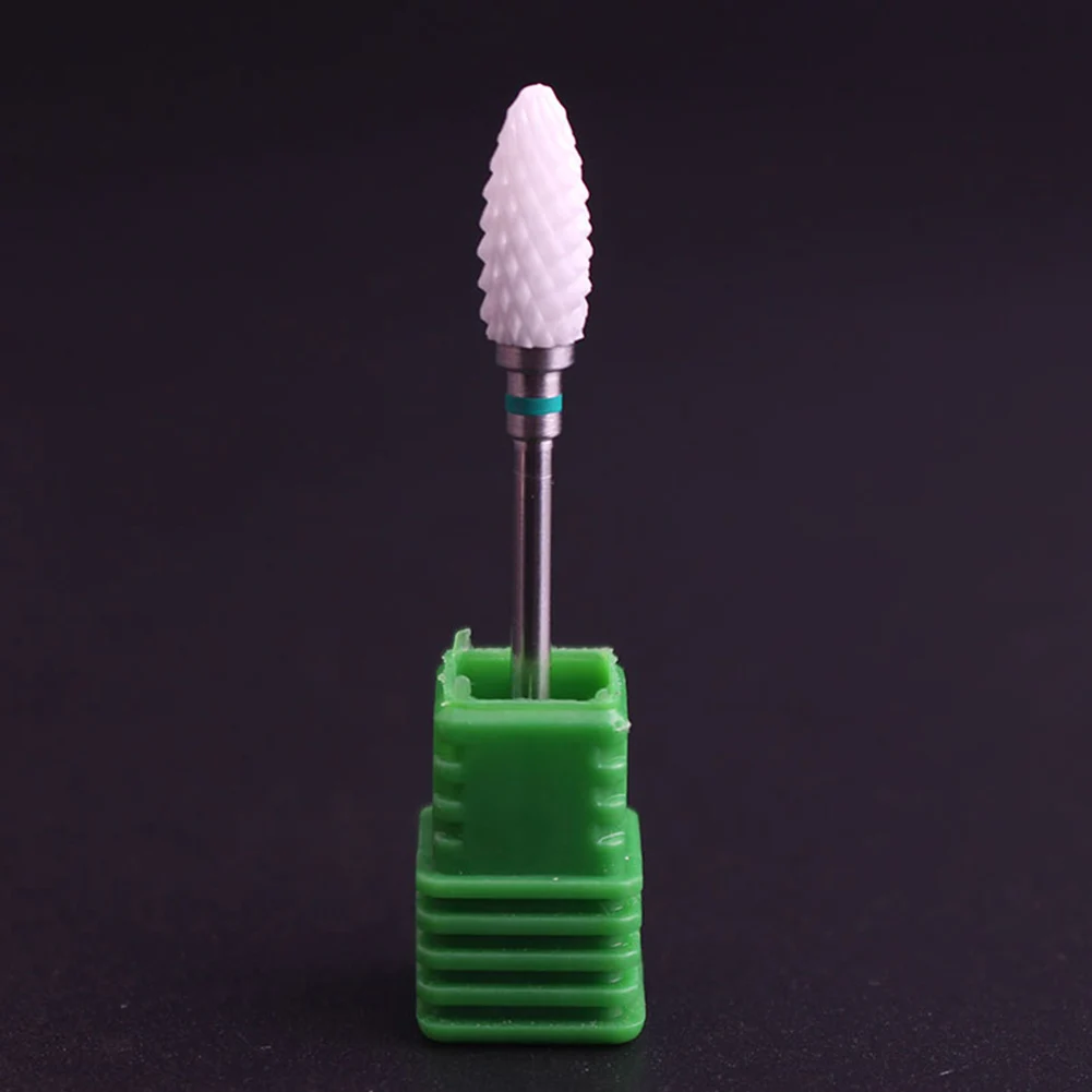 Nail Art Drill Bit White Ceramic Medium Nail Art Grinding Stone Head Ceramic Mounted Point Polish Tool Electric Manicure - Цвет: Green Coarse