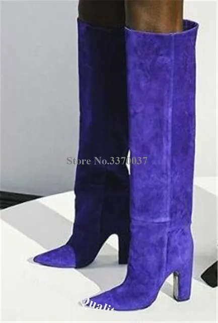 suede leather knee high boots